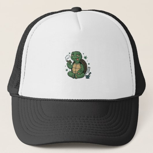 Retro Stoner Schildpad Vector T-shirt Ontwerp_1 Trucker Pet (Voorkant)
