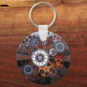 Retro stoombunkhorloge onderdelen, tandwielen en t sleutelhanger (Voorkant)