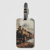Retro Stoomlocomotief Bagage Label (Voorkant (verticaal))