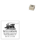 Retro stoomtrein familienaam retouradres rubberstempel (Gestempeld)