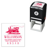 Retro stoomtrein familienaam retouradres  zelfinktende stempel (In situ)