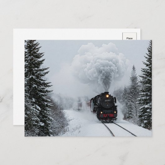 Retro stoomtrein wintersneeuw Briefkaart (Voorkant / Achterkant)