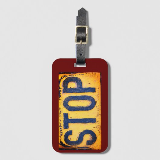 Retro STOP Bord Bagagelabel (Voorkant (verticaal))