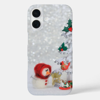 retro stop-motion stijl kerstmis iPhone 16 hoesje