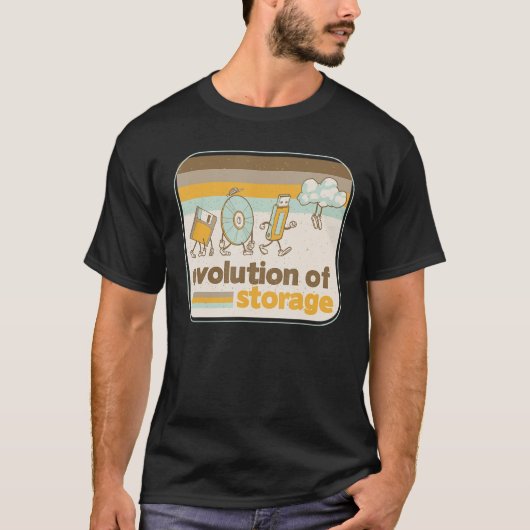 Retro Storage Evolution Disk USB Stick Cloud Geeky T-shirt (Voorkant)