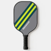 Retro Storm Cloud Grove Stripes met naam Pickleball Paddle (Voorkant)