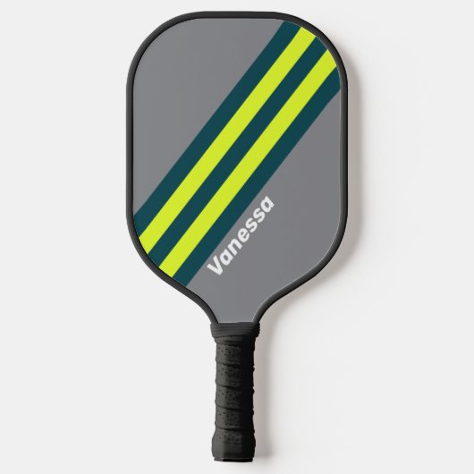 Retro Storm Cloud Grove Stripes met naam Pickleball Paddle (Achterkant)