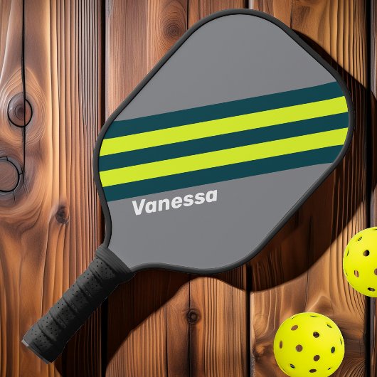 Retro Storm Cloud Grove Stripes met naam Pickleball Paddle