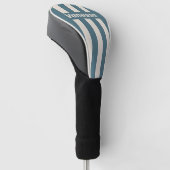 Retro Storm Drie Pin Strepen met Naam Golfheadcover (Schuin)