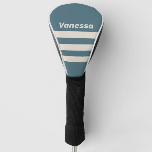 Retro Storm Drie Strepen met Naam Golfheadcover (Voorkant)
