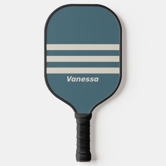 Retro Storm Drie Strepen met Naam Pickleball Paddle (Voorkant)