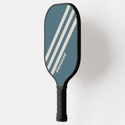 Retro Storm Drie strepen met naam Pickleball Paddle (Links)