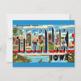 Retro Storm Lake Iowa Ansichtkaart Briefkaart