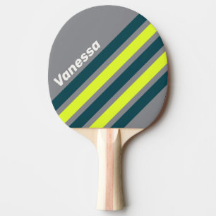 Retro Storm Wolk Grove Geschulpte Strepen met Naam Tafeltennisbatje