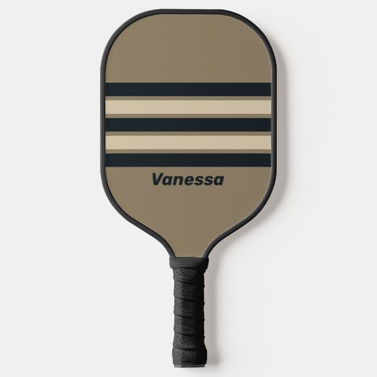 Retro Stormachtige Woestijn Drie Dwars Strepen met Pickleball Paddle (Voorkant)