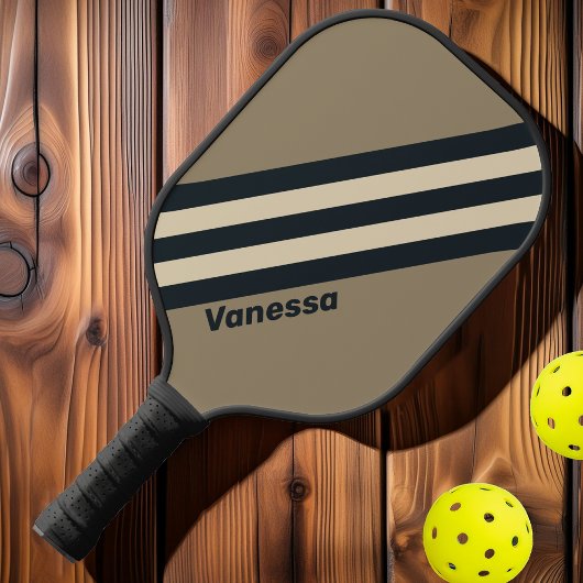 Retro Stormy Desert Drie Strepen met Naam Pickleball Paddle