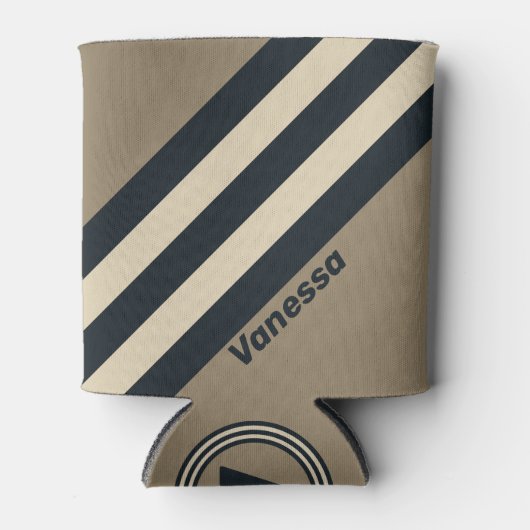 Retro Stormy Desert Three Stripes met naam Blikjeskoeler (Voorkant)