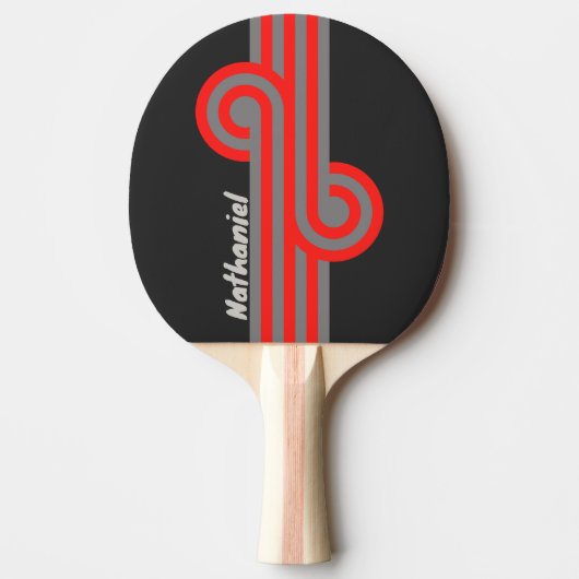 Retro Stormy Sky Loop met Naam Tafeltennisbatje (Voorkant)