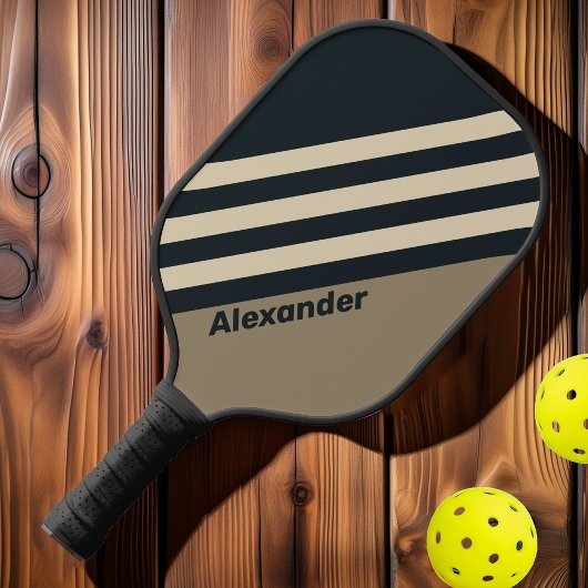 Retro Stormy Woestijn Strepen met Naam Pickleball Paddle