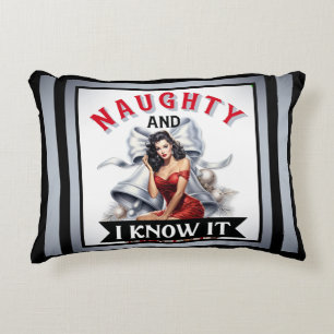 Retro Stout en ik weet het Kerstmis Pin-up Accent Kussen