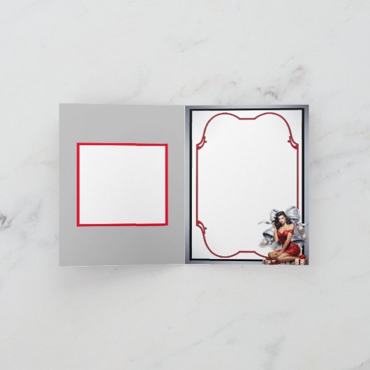 Retro Stout en ik weet het Kerstmis Pin-up Bedankkaart (Binnen)