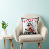 Retro Stout en ik weet het Kerstmis Pin-up Kussen (Stoel)