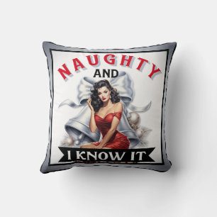 Retro Stout en ik weet het Kerstmis Pin-up Kussen