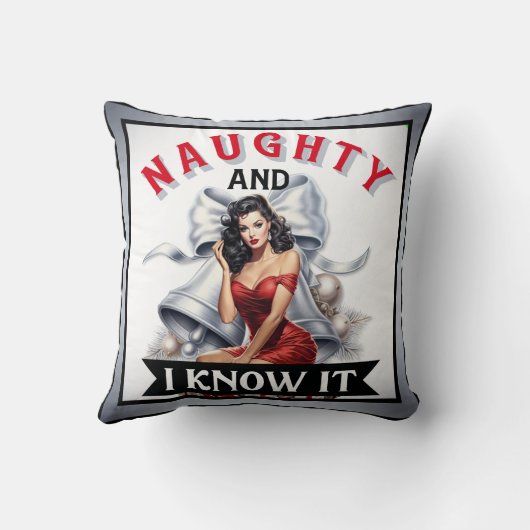 Retro Stout en ik weet het Kerstmis Pin-up Kussen (Achterkant)