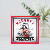 Retro Stout en ik weet het Kerstmis Pinup Feestdagenkaart (Staand voorkant)