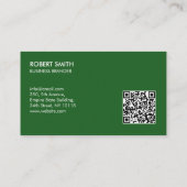 Retro Stout Minimalistische Groene QR Code Zakelij Visitekaartje (Achterkant)