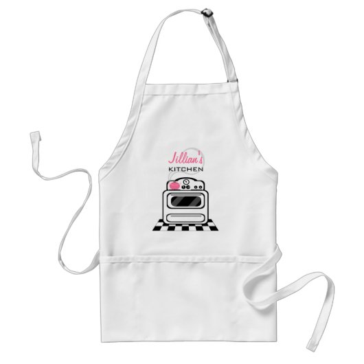 Retro Stove Modern Pink Kitchen Aangepast Apron Standaard Schort (Voorkant)