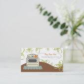 Retro Stove Oranje & Blue Kitchen Caterer / Chef Visitekaartje (Staand voorkant)