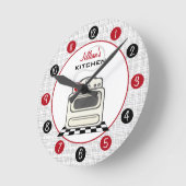 Retro Stove Red & Black Kitchen Clock Ronde Klok (Hoek)