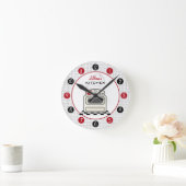 Retro Stove Red & Black Kitchen Clock Ronde Klok (Huis)