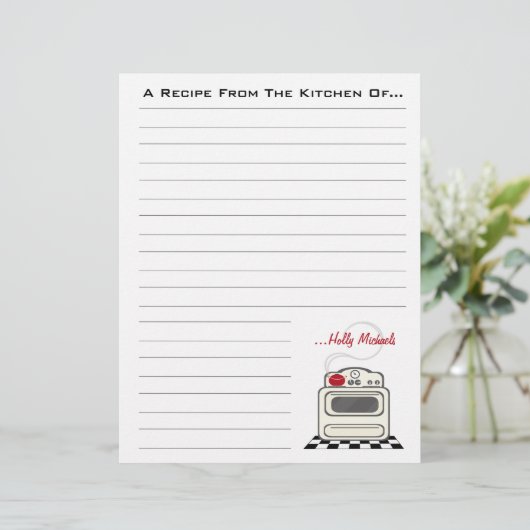 Retro Stove Red Kitchen Recippapier (Staand voorkant)