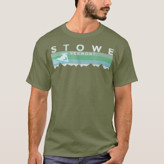 Retro Stowe VT Distress Skiing T-shirt (Voorkant)