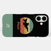 Retro-straaljager Piloot Monogram Case-Mate iPhone Case (Achterkant (horizontaal))