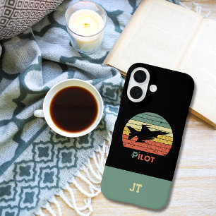 Retro-straaljager Piloot Monogram iPhone 16 Hoesje