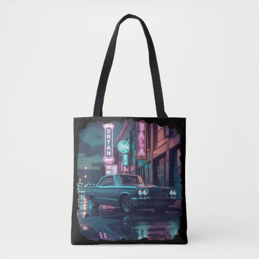 Retro straatbeeld kunst 1940s klassieke auto tote bag (Voorkant)