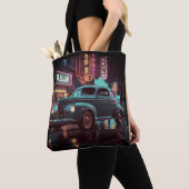 Retro straatbeeld kunst 1940s klassieke auto  tote bag (Dichtbij)