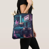 Retro straatbeeld kunst 1940s klassieke auto  tote bag (Dichtbij)