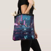 Retro straatbeeld kunst 1940s klassieke auto tote bag (Dichtbij)
