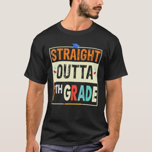 Retro Straight Outta 7th Grade  1st Day of School T-shirt (Voorkant)