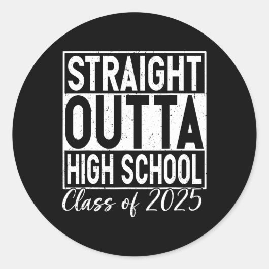 Retro Straight Outta High School Afstuderen CL van Ronde Sticker (Voorkant)