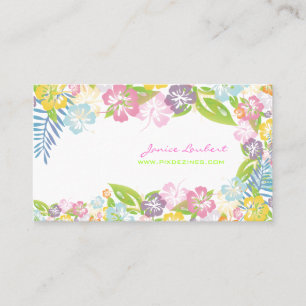 Retro strakke tropische bloemen/eggshel papier visitekaartje