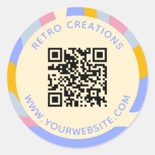 Retro  Stralen QR Code Abstract Bedrijf Ronde Sticker