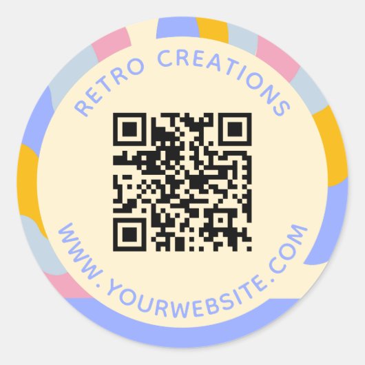 Retro  Stralen QR Code Abstract Bedrijf Ronde Sticker (Voorkant)