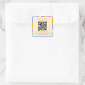 Retro  Stralen QR Code Abstract Bedrijf Vierkante Sticker (Tas)