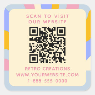 Retro  Stralen QR Code Abstract Bedrijf Vierkante Sticker