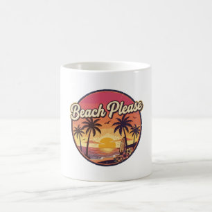 Retro Strand Alsjeblieft Zomer Zonsondergang Surf Koffiemok